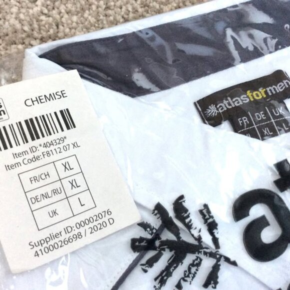 Men's White Embroidered Poplin Shirt, New & Unopened with Tags, Size L - Picture 2 of 3